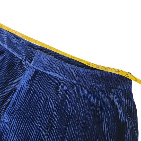 Eloquii Womens Velvet Crinkle Wide Leg Pants Plus Size 18 Blue High Rise Whimsy - Picture 9 of 12